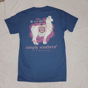 New Simply Southern Be•you•Tiful Llama Short Sleeve Shirt & Sticker Size S Small